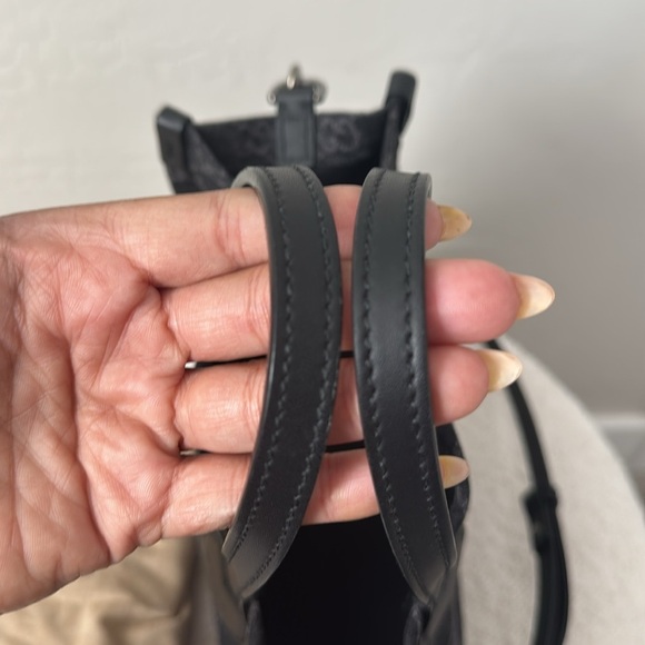 GUCCI Monogram Mini Tote Denim Ophidia Top Handle Crossbody Black - Picture 14 of 16